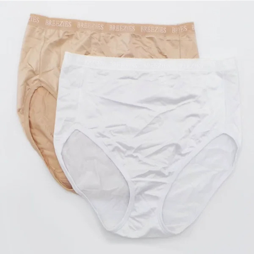 Breezies 2-pack Nylon Microfiber Hi-Cut Panty Nude/White -